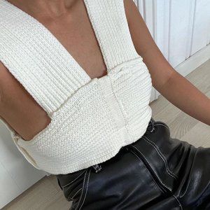 Simonett Nanu Knitted Cream Wrap Top